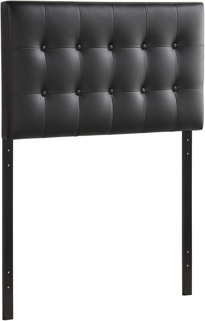 Modway Emily Tufted Button Faux Leather Upholstered Twin Headboard in Black