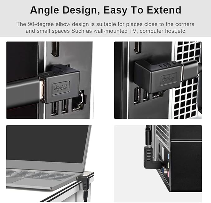 USB 3.0 Adapter 90 Degree Male to Female Combo Vertical Up and Down Angle Coupler Connector