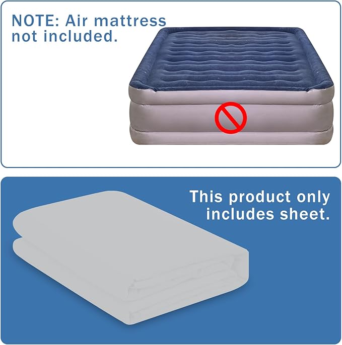 Bedecor Air Bed Sheets for Mattress Cover Removable Bed and Elastic Band Super Soft and Breathable & Deep up to 21" Light Gray Twin XL