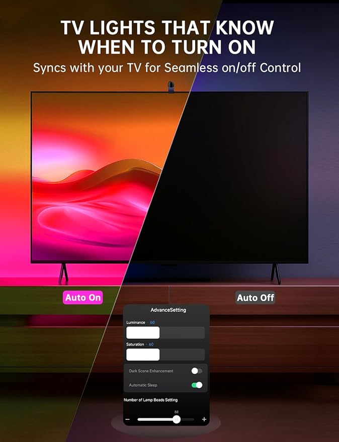 TV Lights That Change with TV, 18ft LED Lights for 75-85 Inch TVs & PC Monitors, Smart App Control TV Backlight Sync to Screen, USB-C Powered RGB LED Strip Lighting
