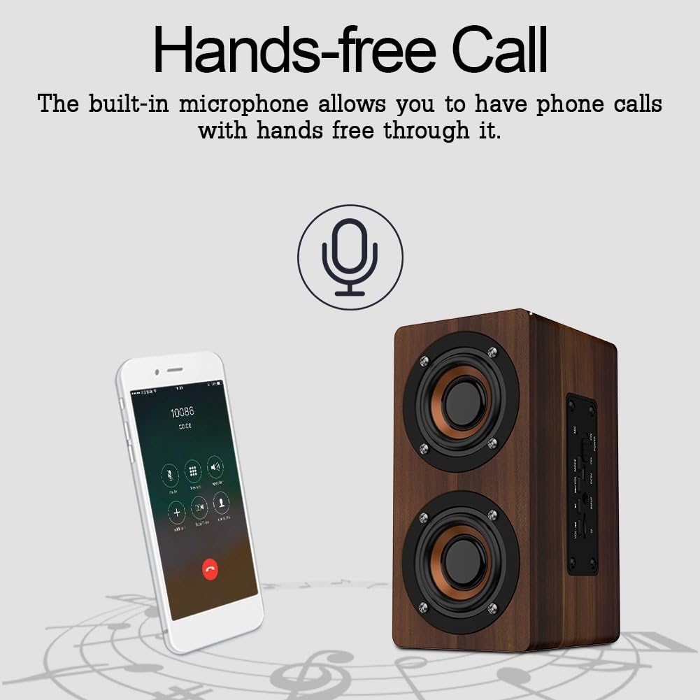 Yoidesu Bluetooth Speakers, Home Party Wireless Speaker with FM Radio, Portable Bluetooth Speaker (Brown)