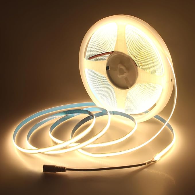 Aclorol COB Led Strip Lights 24V 32.8ft Led Strips Lights 3000K Warm White 320Leds/m CRI85+ Flexible LED Tape Lighting for Bedroom TV Party Home Indoor Decor 10M(Power Supply&LED Dimmer Not Included)