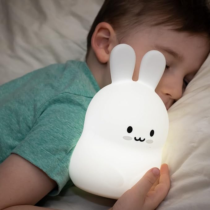 Lumipets Junior Bunny Night Light, Soft Silicone Material, 8 Soothing Colors, Cordless, Easy Control, Portable