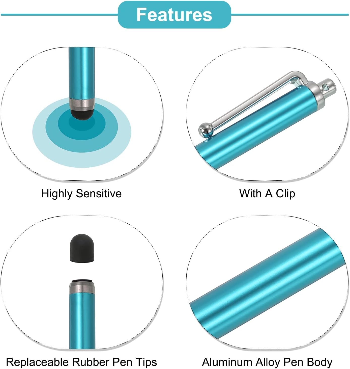 MECCANIXITY 5pcs Stylus Pens for Touch Screens, Universal Capacitive Stylus Pencil, High Sensitivity Precision for All