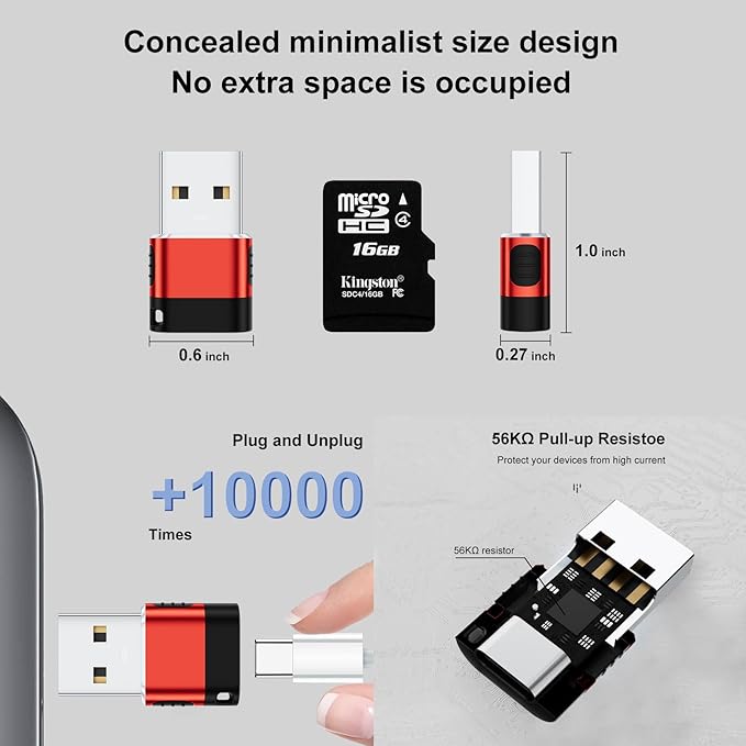 USB to USB C Adapter 6 Pack,USB Type C Adapter,USB A to C Adaptor,USBC Female USBA Male Converter for iPhone 16 15 14 13,MacBook,iPad,Car Play,Charger,Red