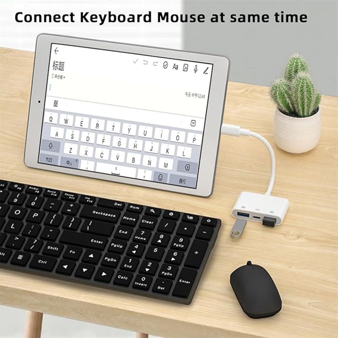 NFHK Type C USB-C to Dual Type-A USB3.0 Female with PD Power Charge Adapter Compatible with Laptop Tablet Phone