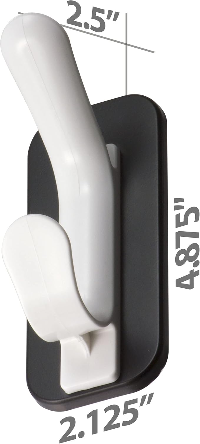 Officemate Magnet Plus Magnetic Double Coat Hook, Black/White (92522)
