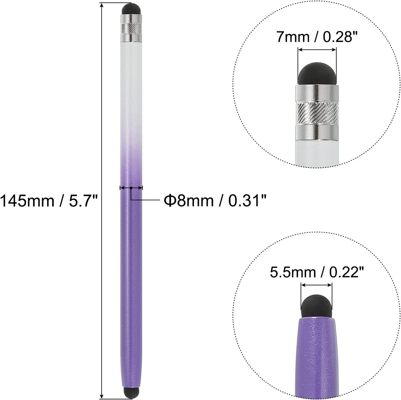 MECCANIXITY Stylus Pens for Touch Screens, Dual Rubber Tips, Precision for Universal Touch Devices, Gradient Purple
