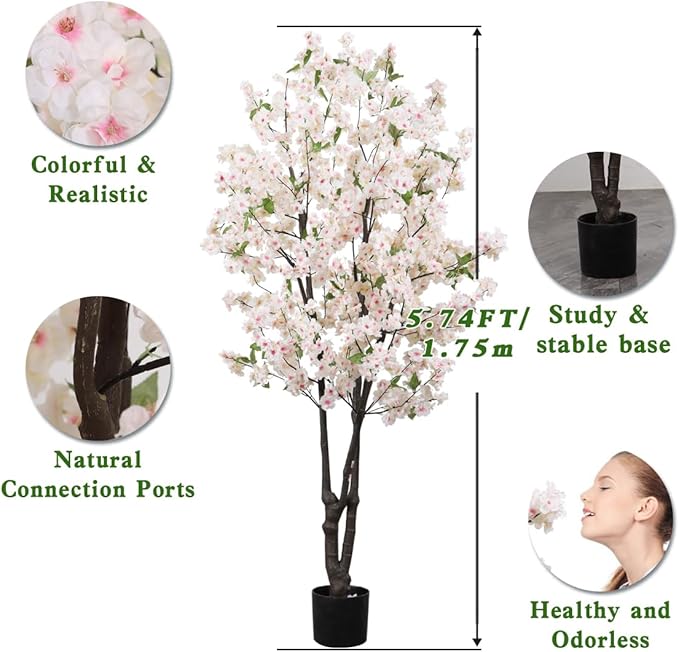Artificial Cherry Blossoms Tree Bedroom Trees Indoor Faux Cherry Blossom Tree for Home Decor