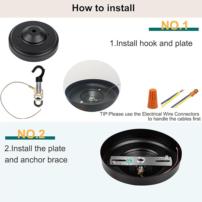Light Canopy Kit, 5IN Chandelier Kit with Hook, Matte Black Ceiling Metal Canopy for Pendant Light, Grow Light, Plant, Max Load 33LBS