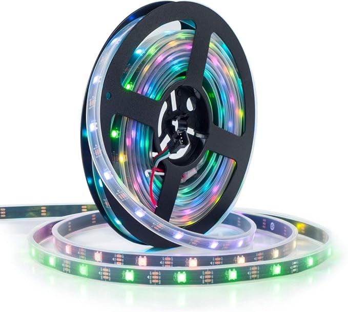 BTF-LIGHTING WS2812B RGB ECO LED Strip, Chasing Effects 5050SMD Individually Addressable 16.4FT 30Pixels/m 150Pixels Flexible Dream Color IP67 for Bedroom DIY Projects DC5V(No Adapter or Controller)