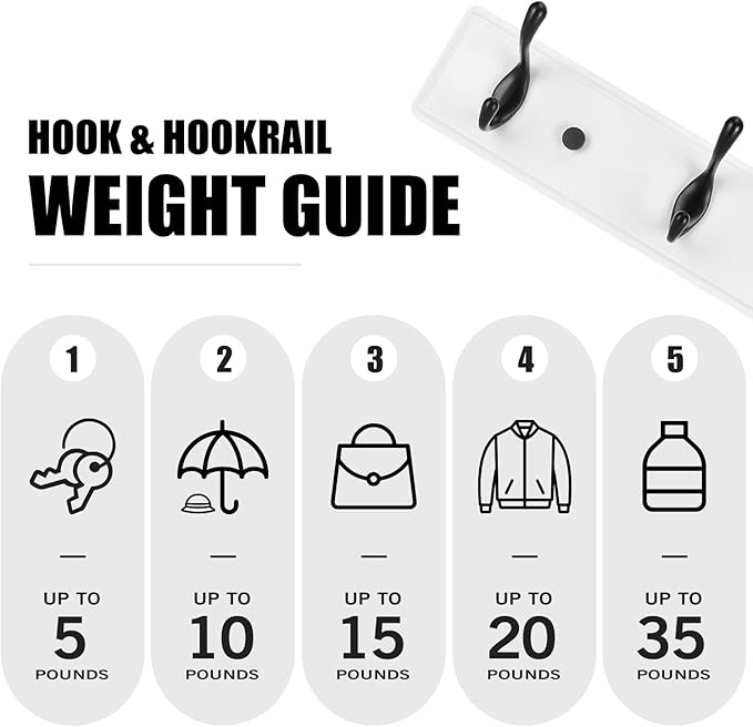 Wooden Coat Rack, Wall-Mounted Organizer for Closet, Entryway, Hallway, Foyer, Bedroom, Heavy Duty Double Hooks for Hanging Towels, Bags, Hats, Jackets, Key (WhiteBlack, 3 Hooks)
