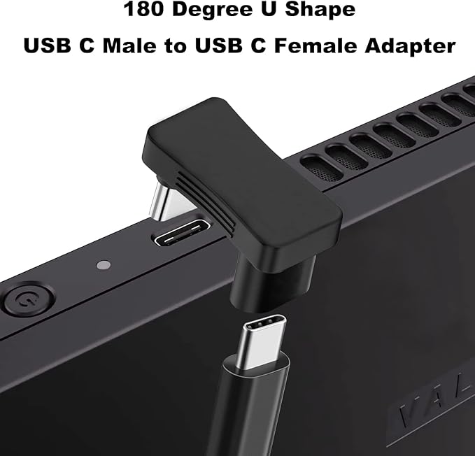 AreMe 180 Degree Angle USB C Adapter 2 Pack, 180° U Shape Male to Female 10Gbps PD 100W Adapter Compatible with Steam Deck, Switch, Laptop, Tablet, Phone and More Type C Devices