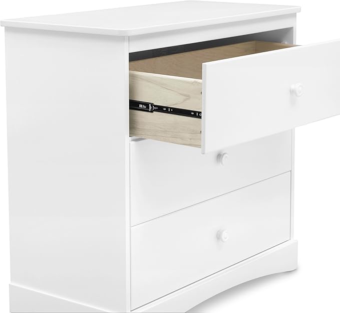Delta Children Sutton 3 Drawer Dresser with Changing Top and Interlocking Drawers - Greenguard Gold Certified, Bianca White