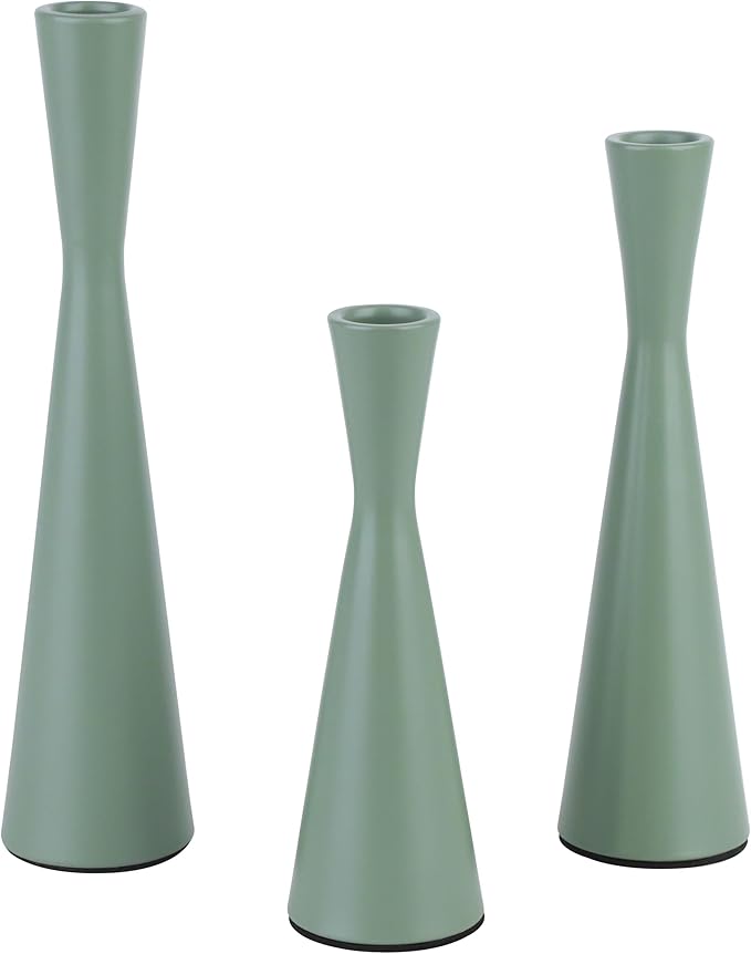 Vixdonos Taper Candle Holders Metal Candlestick Holders Set of 3 Table Mantel Decorative Candle Stand for Dinning,Party，Wedding,Home Decor(Green)