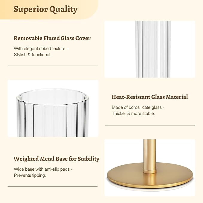 Gold Hurricane Glass Candle Holders: Cadhodenm Tall Glass Candlestick Holder for Wedding Set of 6 Brass Taper Candle Holders Modern Candle Sticks Holder for Table Centerpiece Party Holiday Decor