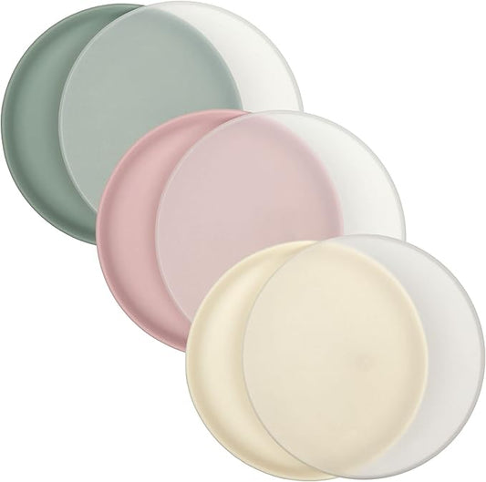 WeeSprout Baby & Toddler Non-Suction Plates with Lids, 100% Food Grade Silicone Plates, Premium Hard Plastic Lids, Unbreakable Design, Microwave & Dishwasher Safe, 3 Pack