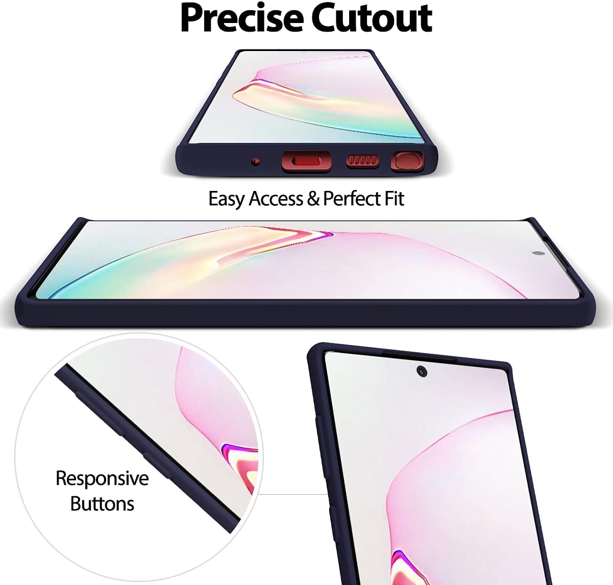 GOOSPERY Liquid Silicone Case for Galaxy Note 10 (2019) - Shockproof Cover with Silky-Soft Touch, Blue Navy