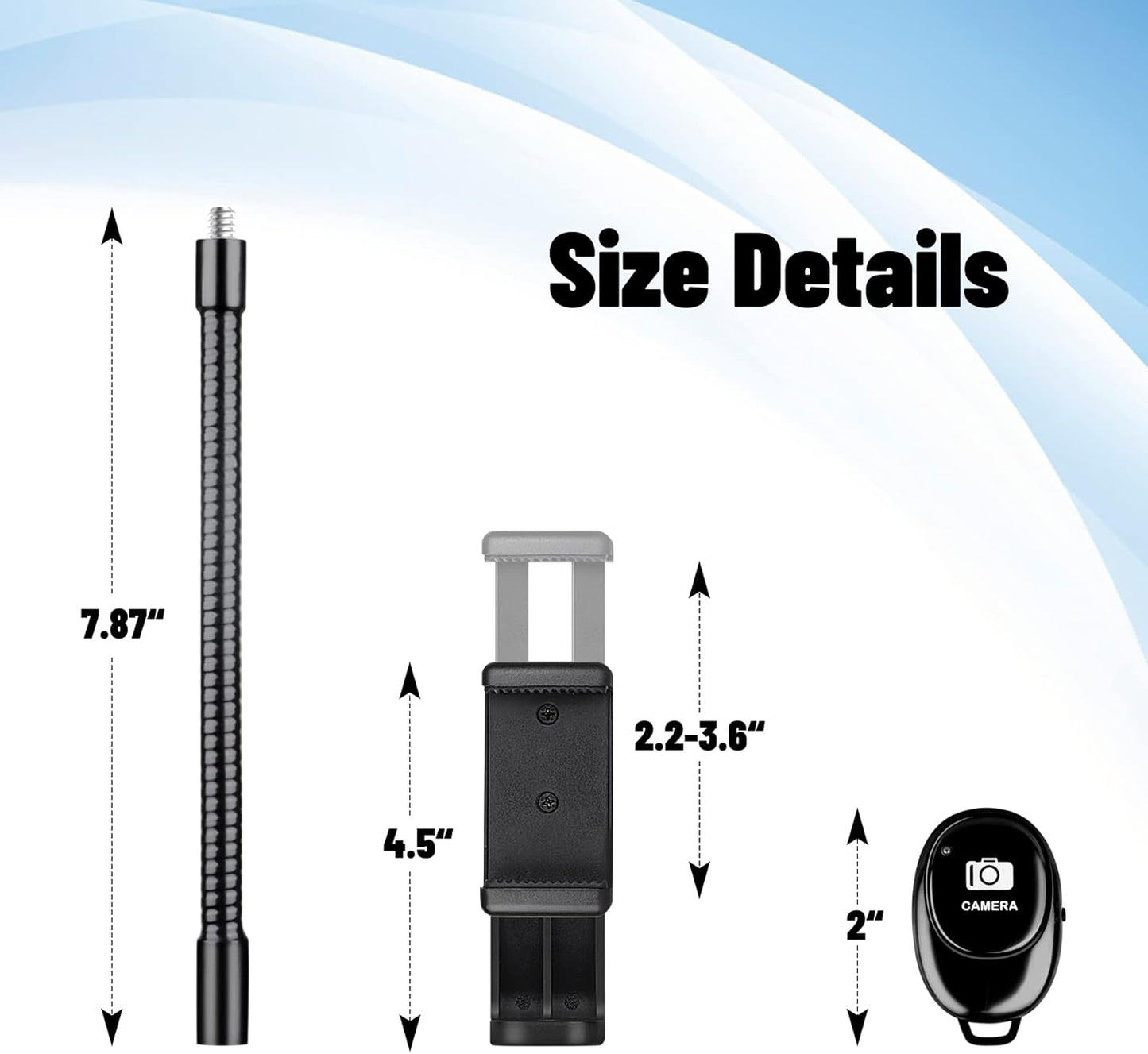 Phone Tripod Mount Adapter with Adjustable Gooseneck and Remote, Flexible Arm Universal Cell Phone Holder for Recording