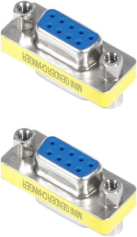 RS232 Serial Cable Adapter, DB9 9-Pin Female to Female/Male to Male Gender Changer Coupler Connector, Pack of 4 – Compatible with Serial Devices, Modems, Scanners, Industrial Equipment
