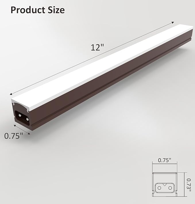 Under Cabinet Lighting Plug in, 12 Inch 1 Pc, Linkable AC120V 3CCT 3000K/4000K/5000K Ultra Slim, LED Under Cabinet Lights for Counter Light, Kitchen, Shelf, Sink, Workshop, Desk, Bronze