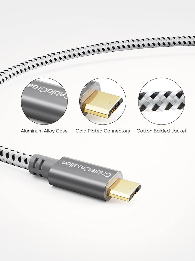 CableCreation 2-Pack Braided OTG Adapter, 0.15m Micro USB Male to USB Female, Smart Phones with OTG Function, 6 Inch/Space Gray