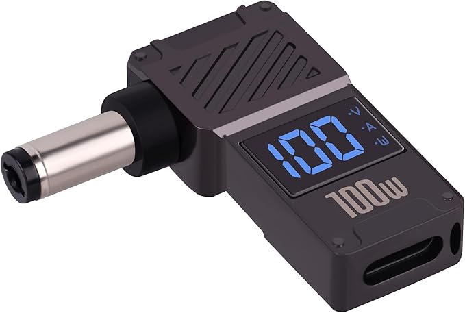 USB C to DC 5.5 x 2.1mm Power Charging Adapter Type C Female to DC 5521 Adapter with Digital Display 100W, for Tablet, PC, IP Camera, Bluetooth Speaker, Webcam Routers