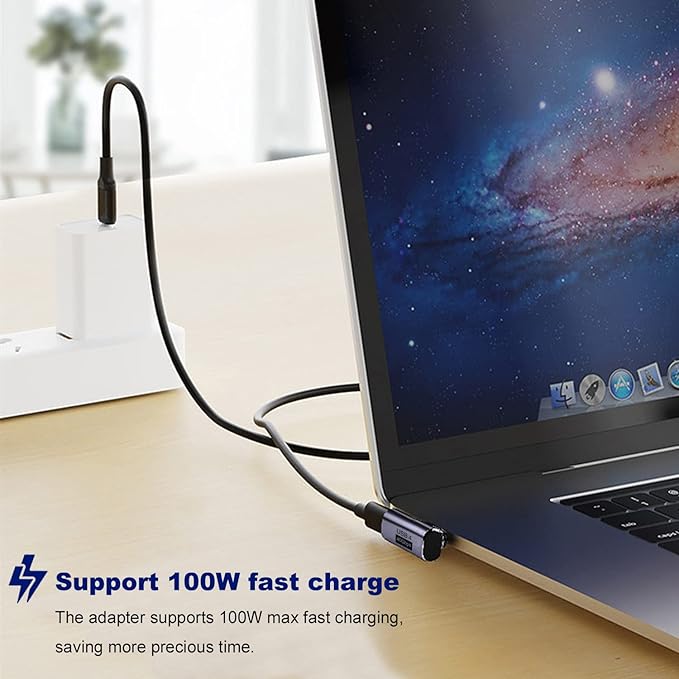 AreMe 5 Pack USB C Adapter, 90 Degree Up&Down, Left&Right Angle USB Type C Male to Female Extender, Female to Female Coupler for Steam Deck, ROG Ally, Switch, MacBook Pro/Air and More (Purple)