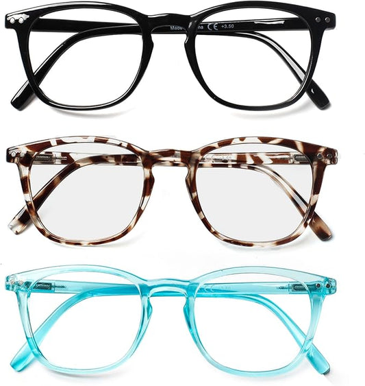 Henotin 3 Pack Blue Light Blocking Reading Glasses,Spring Hinge Computer Readers for Men Women,Anti UV Ray Filter Eyeglasses (3 Pairs, 2.75)