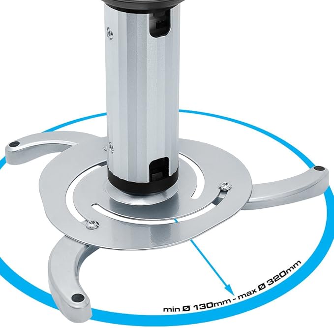 Cmple - Universal Adjustable Ceiling Projector Mount, 360 Degree Swivel Rotatable Projector Bracket - Max 22lbs (Silver)