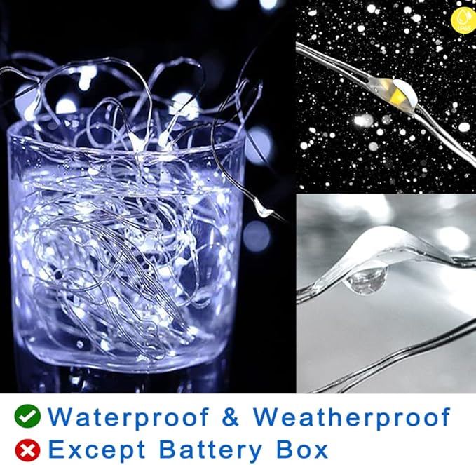 Fairy Lights Battery Operated, 12-Pack Mini String Lights, 20 LED 7ft Twinkle Firefly Starry Lights for DIY Craft Mason Jar Bedroom Wedding Party Table Christmas Decoration (Cool White)