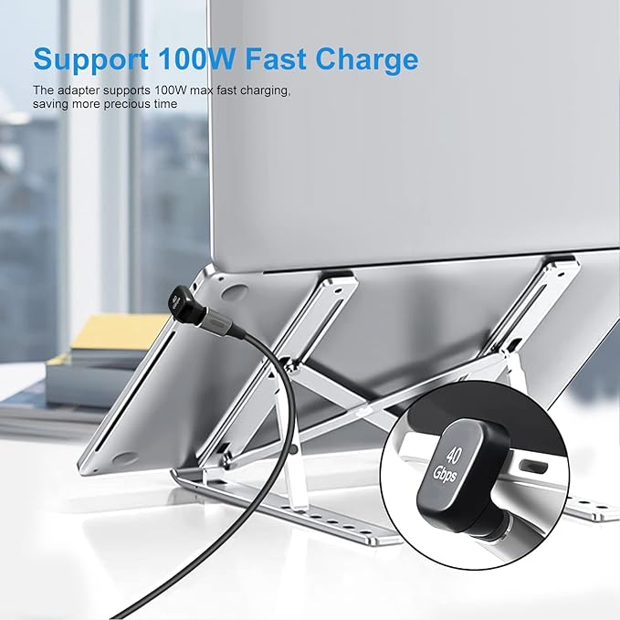 USB C 180 Degree Angled Adapter, U-Shaped USB-C 4.0 Male to Female Adapters, Type-C 40Gbps Angled Data Transfer Connector Compatible for Samsung, MacBook and More