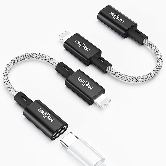 MFi Certified USB C to Lightning Adapter 2 Pack,27W PD Fast Charging & Data Sync Cable Adapter,Type C Female to Lightning Male Charger Converter for iPhone 14/13/12/11,iPad,AirPods - Not for Audio/OTG