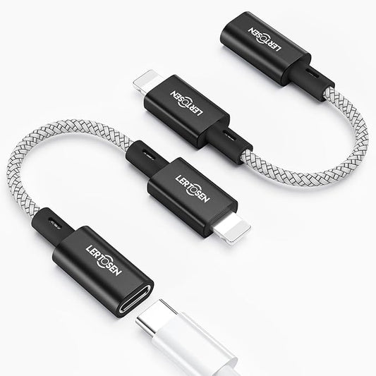 MFi Certified USB C to Lightning Adapter 2 Pack,27W PD Fast Charging & Data Sync Cable Adapter,Type C Female to Lightning Male Charger Converter for iPhone 14/13/12/11,iPad,AirPods - Not for Audio/OTG
