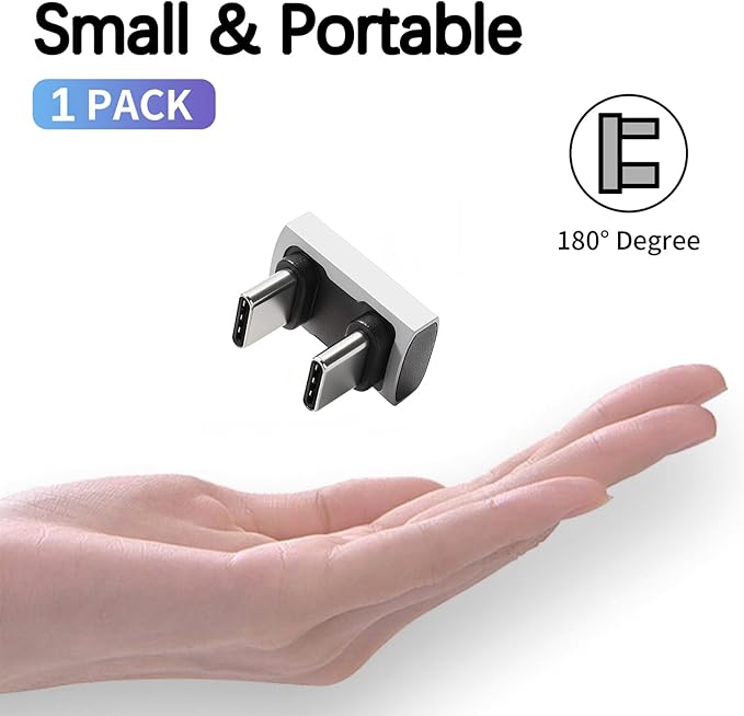 Duttek 180 Degree USB C to USB C Adapter 240W PD, 40Gbps Data & 8K Video, U Shape Type C Male to Male Adapter for Thunderbolt 4/3,Switch, Laptop, Tablet, Phone 1Pack