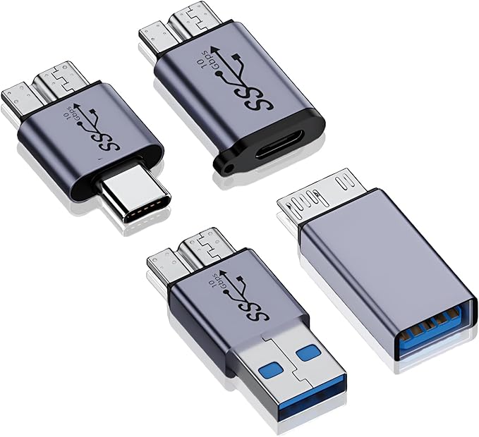Micro USB B to USB A/C Male Adapter,USB 3.0 Micro B to USB A/C Female Adapter Cable Converter Connector (Grey)