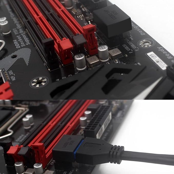 chenyang 2 Pack USB 3.0 Front Panel Header 19/20Pin Male to Female 90 Degree Angled Mainboard Header Gender Changer Connector Adapter Overmold Type