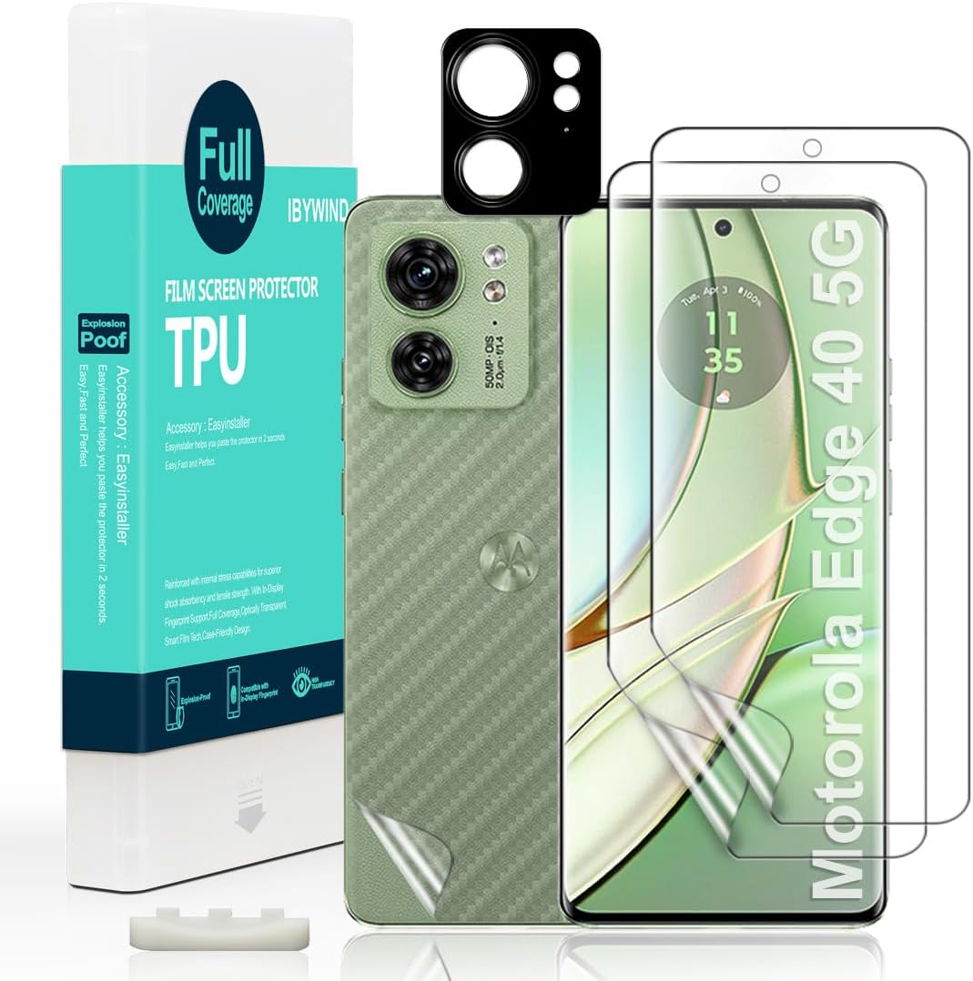 Ibywind 2 Screen Protector for Motorola Edge 2023/Edge 40 5G with 1 Camera Lens Protector + 1 Back Film, Easy Install