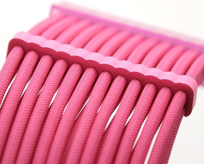 SIRLYR PSU Cable Combs,Pearlescent Paint Computer Wire Organizer,Extension Cables Comb for PC Cable Management 20 Pieces Set = 24 pin x 4, 8 pin x 16 for 3 mm/0.11In up to 3.5 mm/0.13In Pink