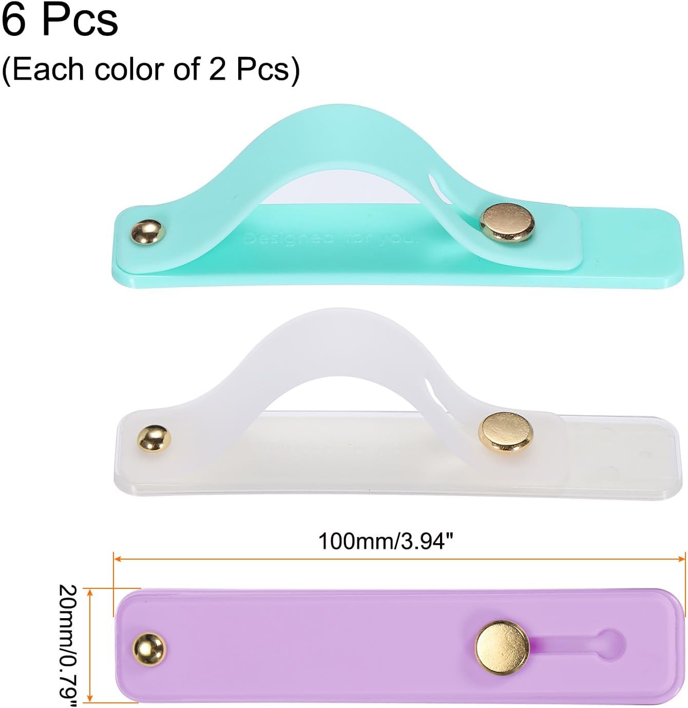 MECCANIXITY 6Pcs Phone Loop Finger Holder, Silicone Grip Stand for Most Smartphones, White, Green, Blue, Purple