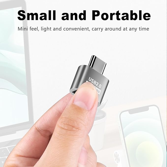 Duttek USB A to USB C Adapter 10 Pack, USB Type C Male to USB 2.0 A Female Extension Connector, USB to USB C Adapter Support 480Mbps Data Transfer, OTG Function and Charging for Phone, Laptop, 10 Pack