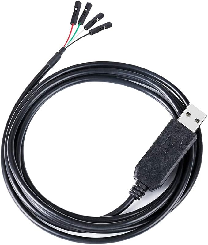 DTECH USB to TTL Serial Adapter 3.3V Debug Cable TX RX Signal 4 Pin Female Socket PL2303 Prolific Chip Windows 10 8 7 XP Vista (3ft, Black)