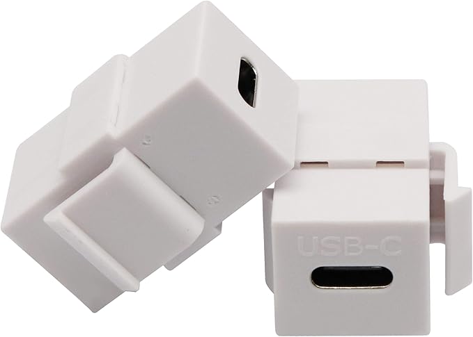 USB C Keystone Jack Adapter USB 3.1 Type-C Female to Female Keystone Insert Socket Coupler Adapter for Wall Plate Outlet Panel (White/2 Pack)