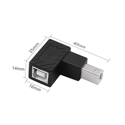 90 Degree USB B Printer Adapter, 2 Pack Left & Right USB Type B Male to Female Printing and Data Transferring Extension Adapter Connector for Printer Scanner HDD (Left & Right)