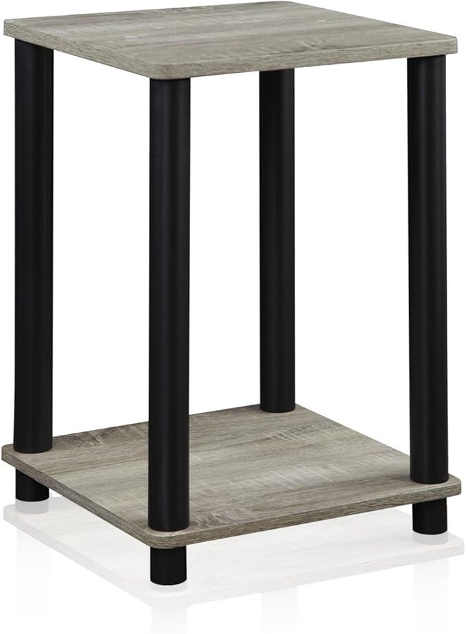 FURINNO Turn-N-Tube Haydn End Table, 1-Pack, French Oak Grey/Black