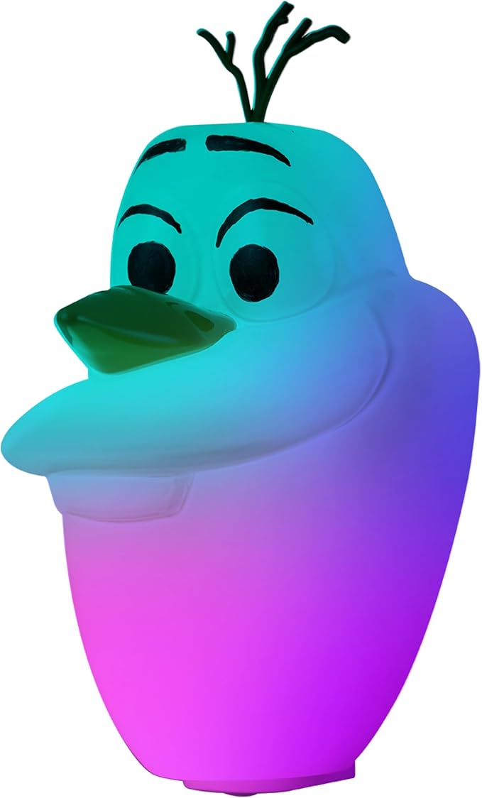 Disney Frozen Olaf Color-Changing LED Night Light, Plug-in, Dusk-to-Dawn Sensor, High/Low White, Collectors Edition, UL-Listed, Ideal for Bedroom, Nursery, Bathroom, 46693