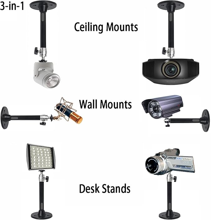 2-Be-Best Mini Projector Ceiling Mount 360° Adjustable Projector Wall Mount Length 7in / 18cm Projectors Mounts Compatible with TMY AuKing HAPPRUN Vankyo Meer ELEPHAS NICPOW Projectors Black