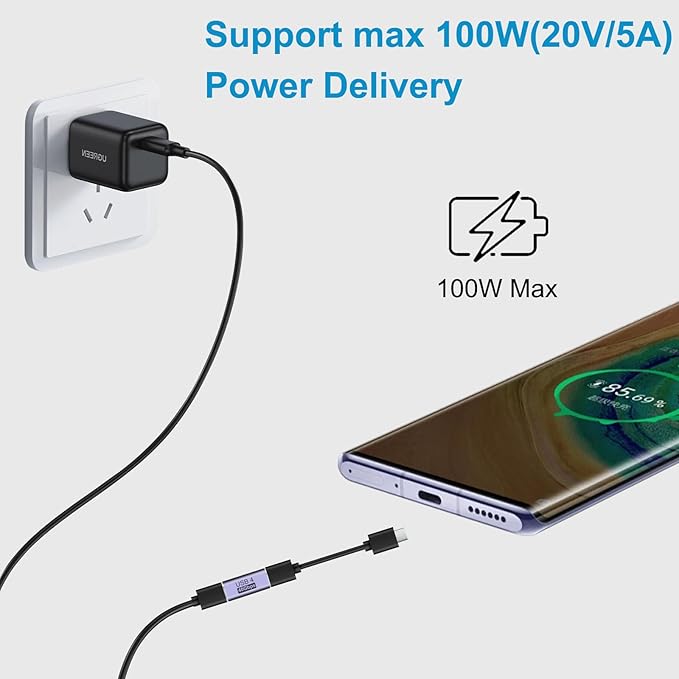 4pcs USB C Female to Female Adapter/Connector, USB Type C Adapter Extender Support 100W, 40Gbps, 8K@60Hz for Steam Deck, MacBook,Thunderbolt ect(F-F Straight)