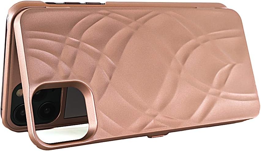 Hidden Back Mirror Wallet Case for iPhone 11 Pro Max (2019) 6.5 inch with Stand Feature and Card Holder (Rose Gold)