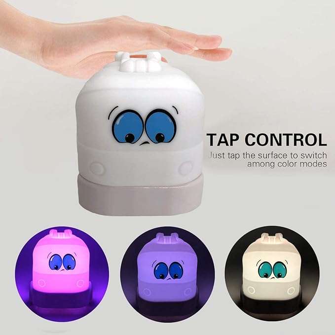 Night Light Kids with Cute Car Design Children's Room LED Bedside Lamp with Changeable RGB Colors Rechargeable Night Light Compatible with Touch Control & Remote Control - Fire Truck